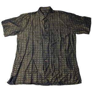 MASSOTI ITALY FINE EUROPEAN‎ FABRIC Men XL Black Gold Cotton Viscose Blend Shirt